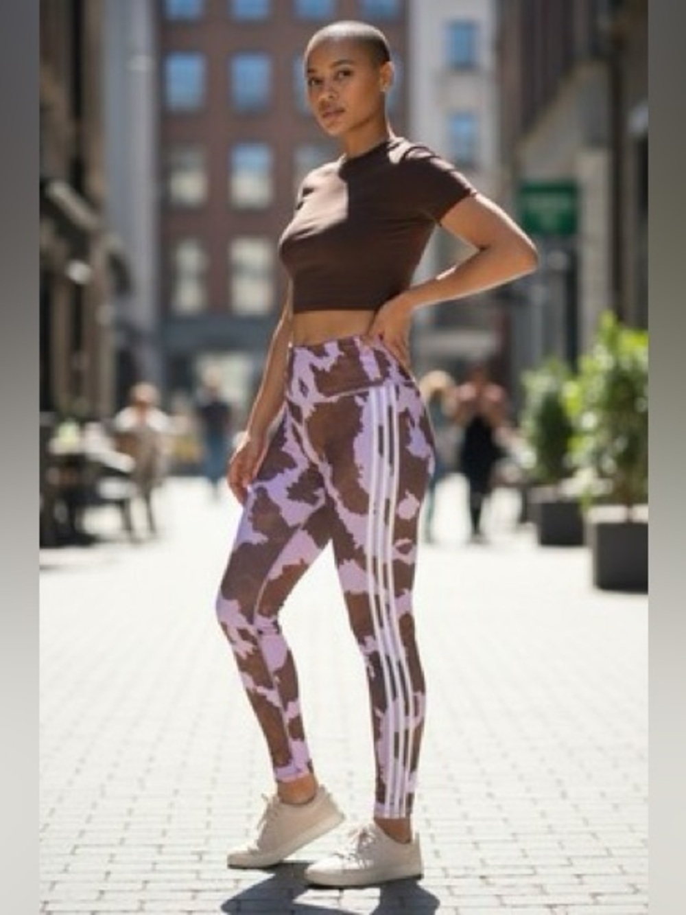 Ivy Park Purple Adidas Originals X All Over Cow Print leggings